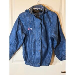 Frogg Toggs Outerwear Blue Hooded Lightweight Rain Jacket Women's Medium